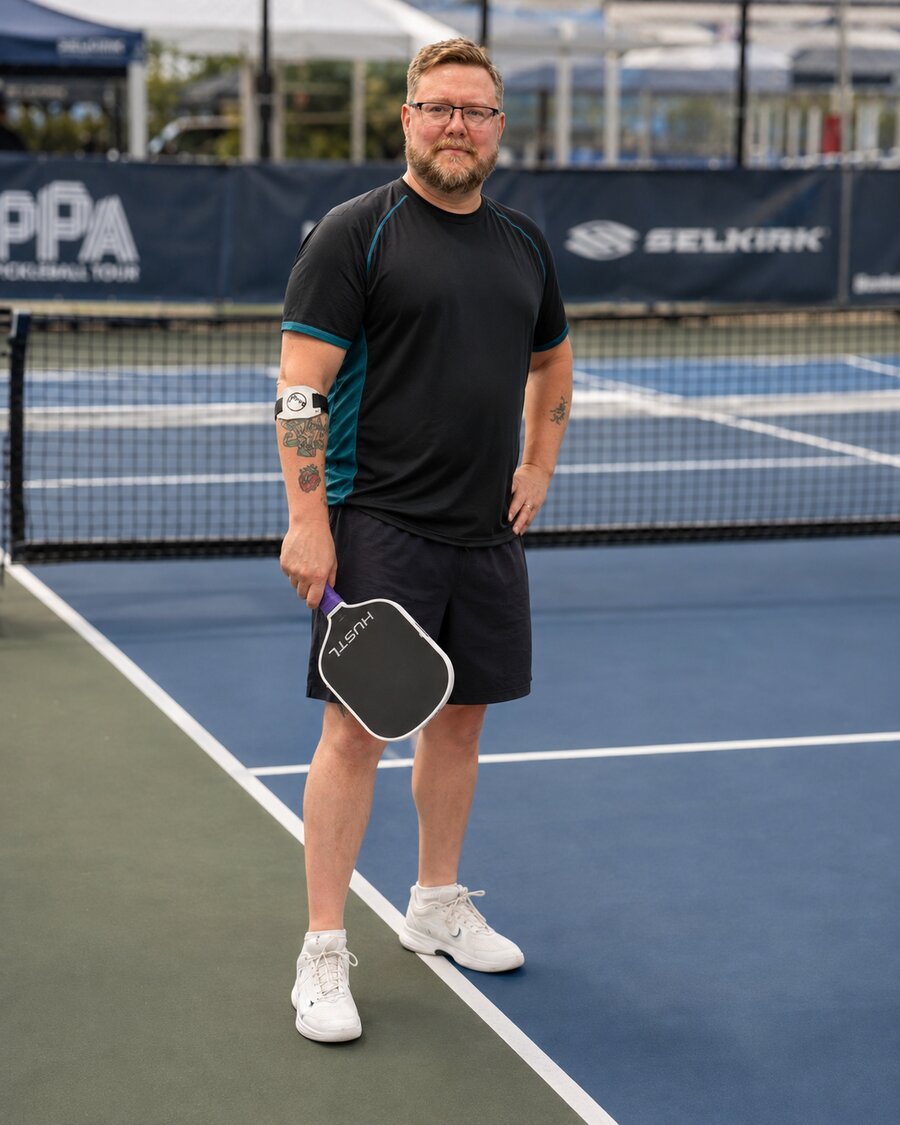 Nick Carter, pickleball coach, competing at a PPA Tour event